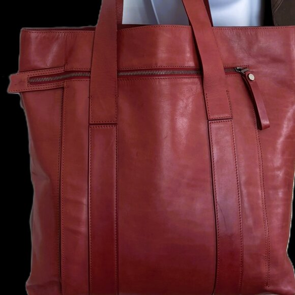 MARNI Large Red Brick leather shopper tote bag - Picture 1 of 14